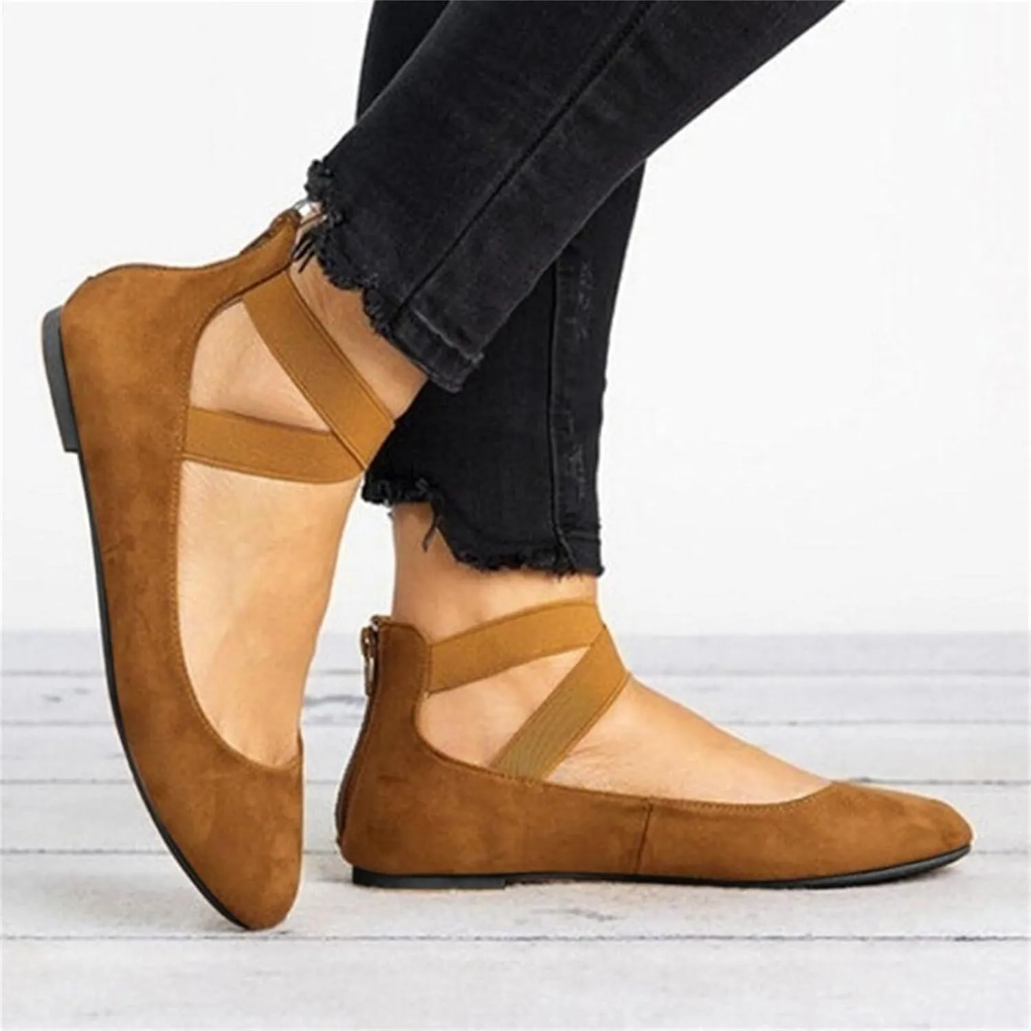 Comfotable Casual Shoes Round Toe Women Comfortable Mary Jane Ballet with Elastic Strap Casual Shoes for Women