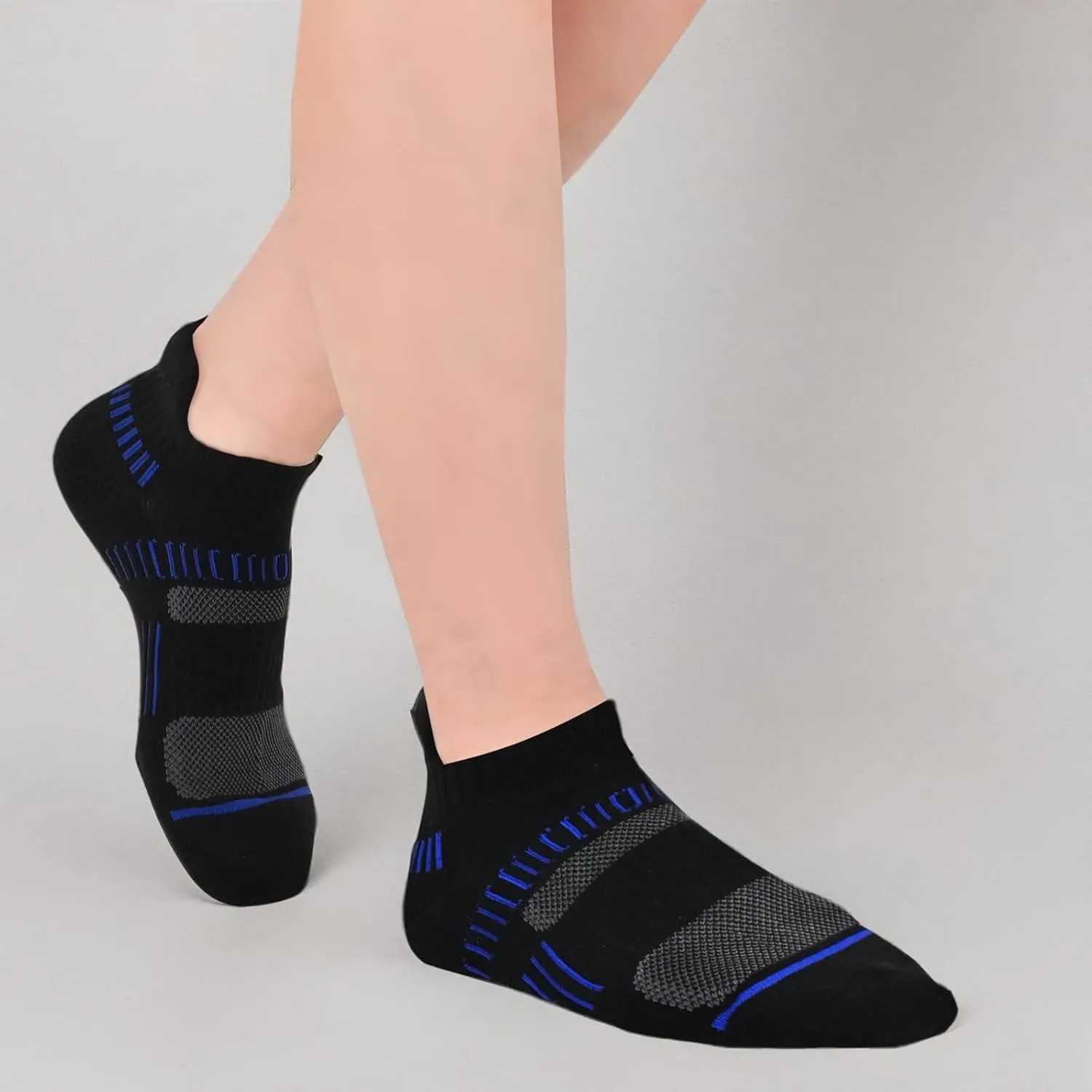 COOPLUS Mens Ankle Socks Athletic Cushioned Breathable Low Cut Tab With Arch Support - 6 Pairs
