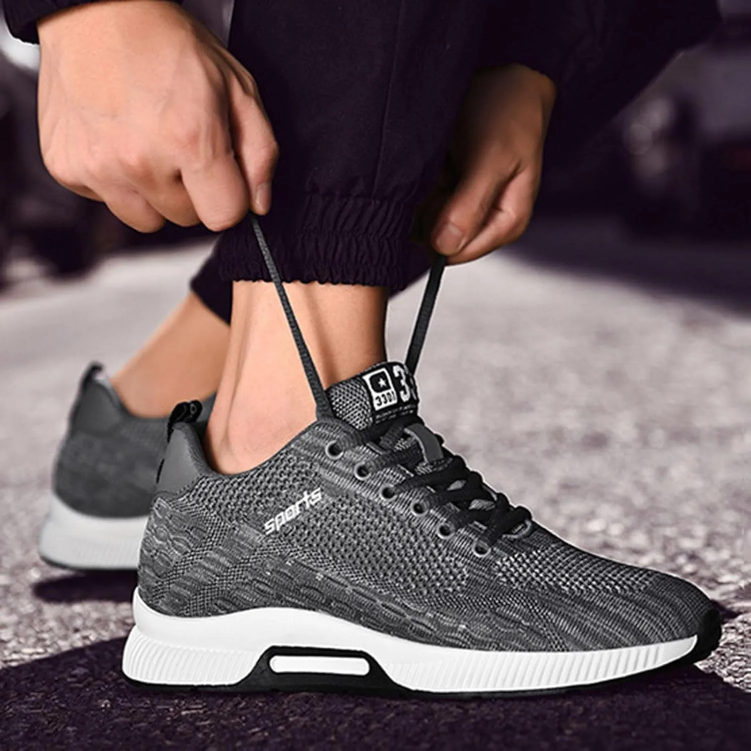 Couple Men's Elevator Shoes Men's Casual Mesh Trainers Lightweight Breathable Lace Up Sports Mens Sneaker Socks High