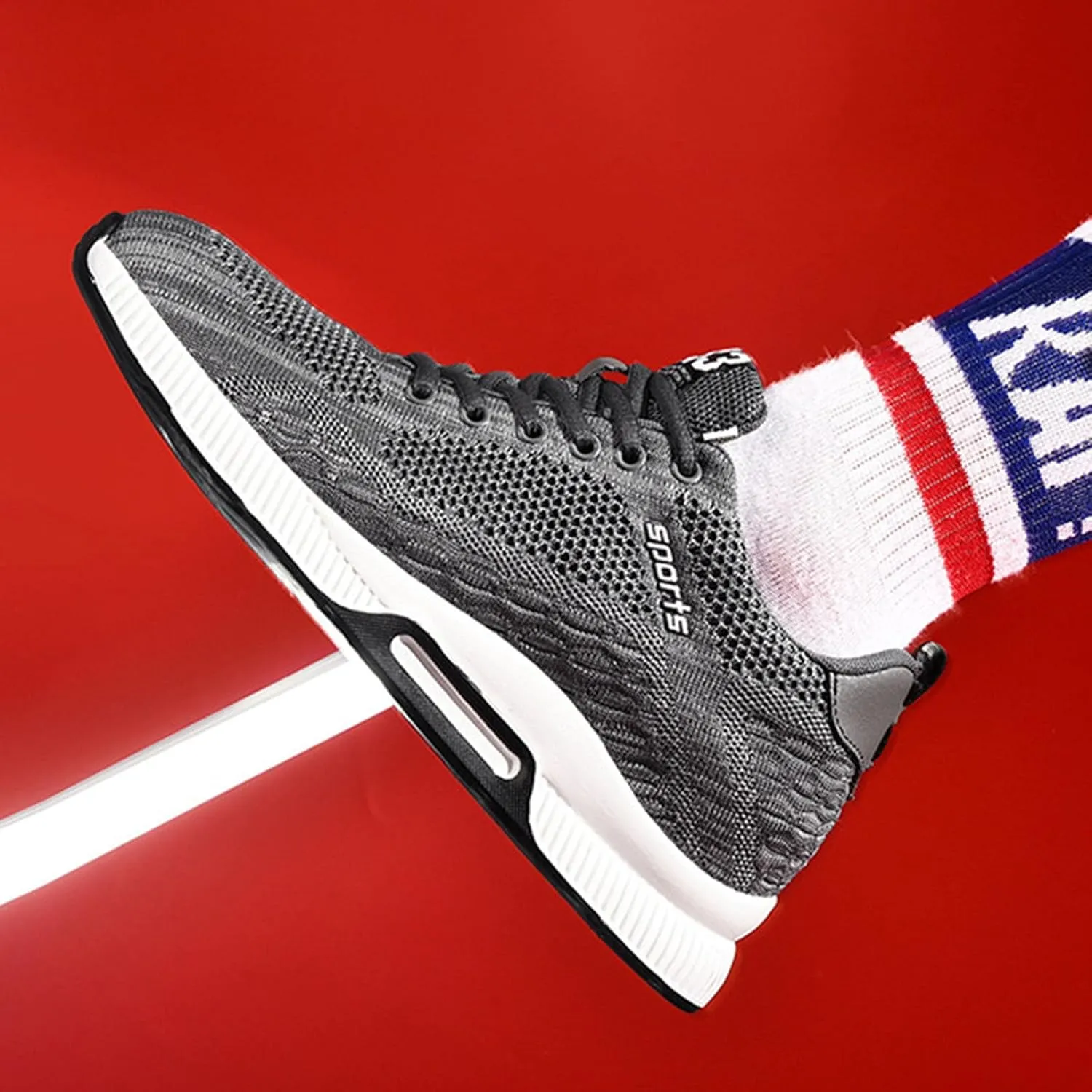 Couple Men's Elevator Shoes Men's Casual Mesh Trainers Lightweight Breathable Lace Up Sports Mens Sneaker Socks High