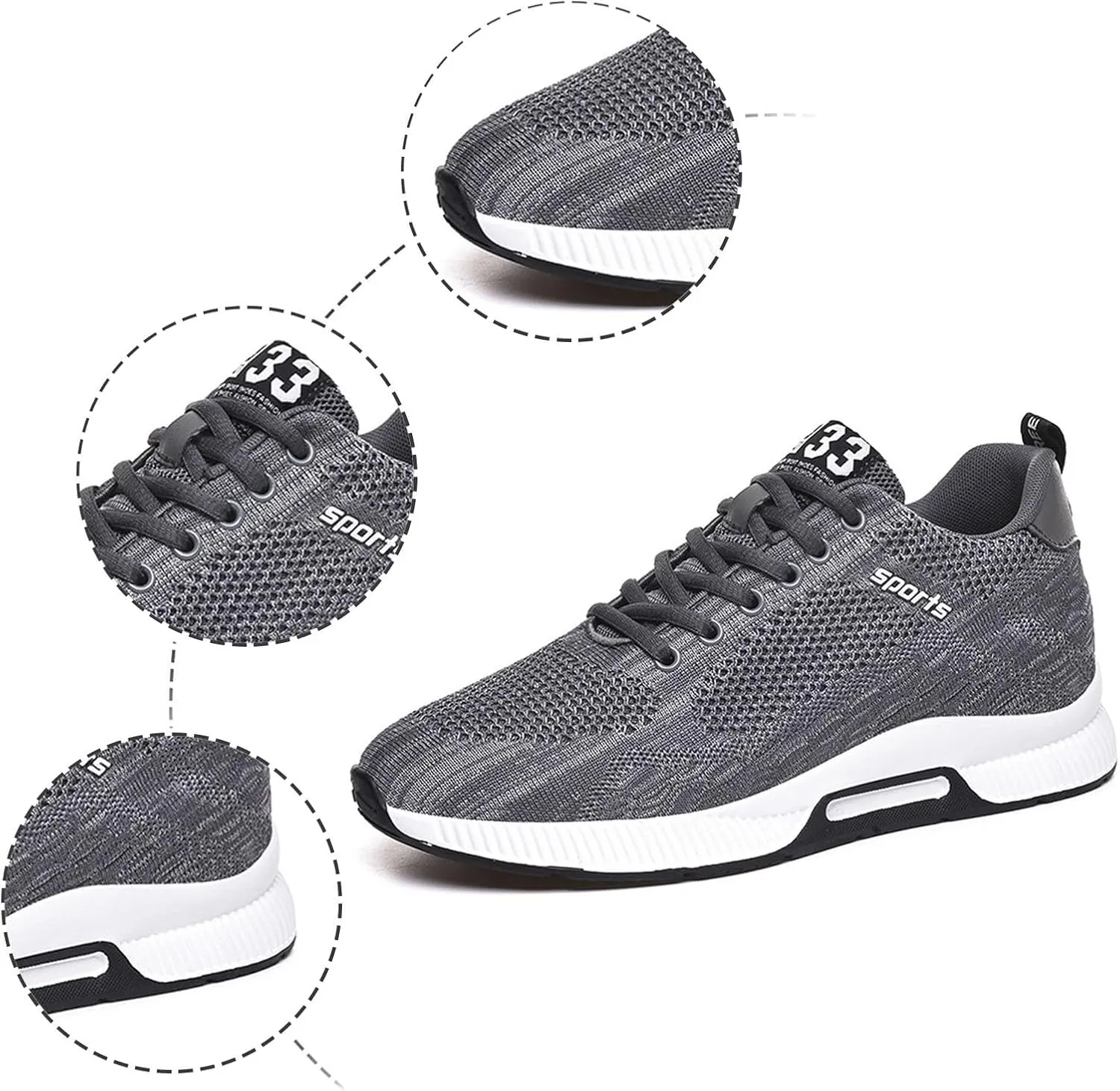 Couple Men's Elevator Shoes Men's Casual Mesh Trainers Lightweight Breathable Lace Up Sports Mens Sneaker Socks High