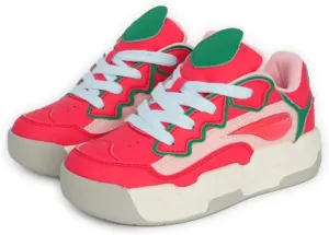 Cute Kawaii Red Shoes with Bread Shape Chunky Platform Lace-up Comfy Non Slip Lightweight Softy Casual Skate Sneakers Y2K Pretty Pastel Retro Trendy Gifts for Women & Girls Summer Back to School