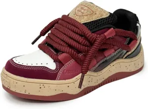 Cute Y2K Shoes with Bread Shape Chunky Platform Lace-up Comfy Non Slip Trainers Skate Sneakers Retro-Inspired Casual Athletic Footwear for Students Campus Back to School