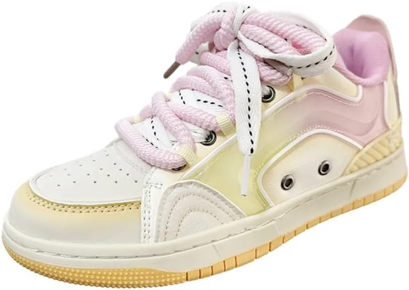 Cute Y2K Shoes with Whimsical Jelly Design Chunky Platform Kawaii Y2K Pretty Pastel Retro Trendy Sneakers with Translucent Design for Women Girls Streetwear, Skateboarding