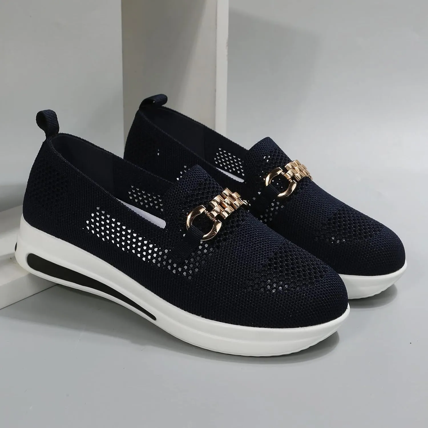 Eduavar Sneakers for Women Trendy, Sneakers for Women Walking Shoes Slip On Shoes Wedge Platform Sneakers Workout Gym Shoes