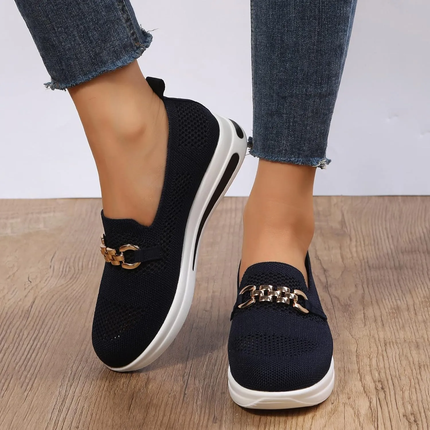 Eduavar Sneakers for Women Trendy, Sneakers for Women Walking Shoes Slip On Shoes Wedge Platform Sneakers Workout Gym Shoes