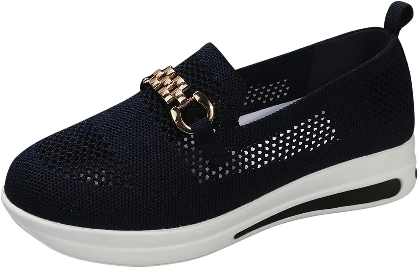 Eduavar Sneakers for Women Trendy, Sneakers for Women Walking Shoes Slip On Shoes Wedge Platform Sneakers Workout Gym Shoes