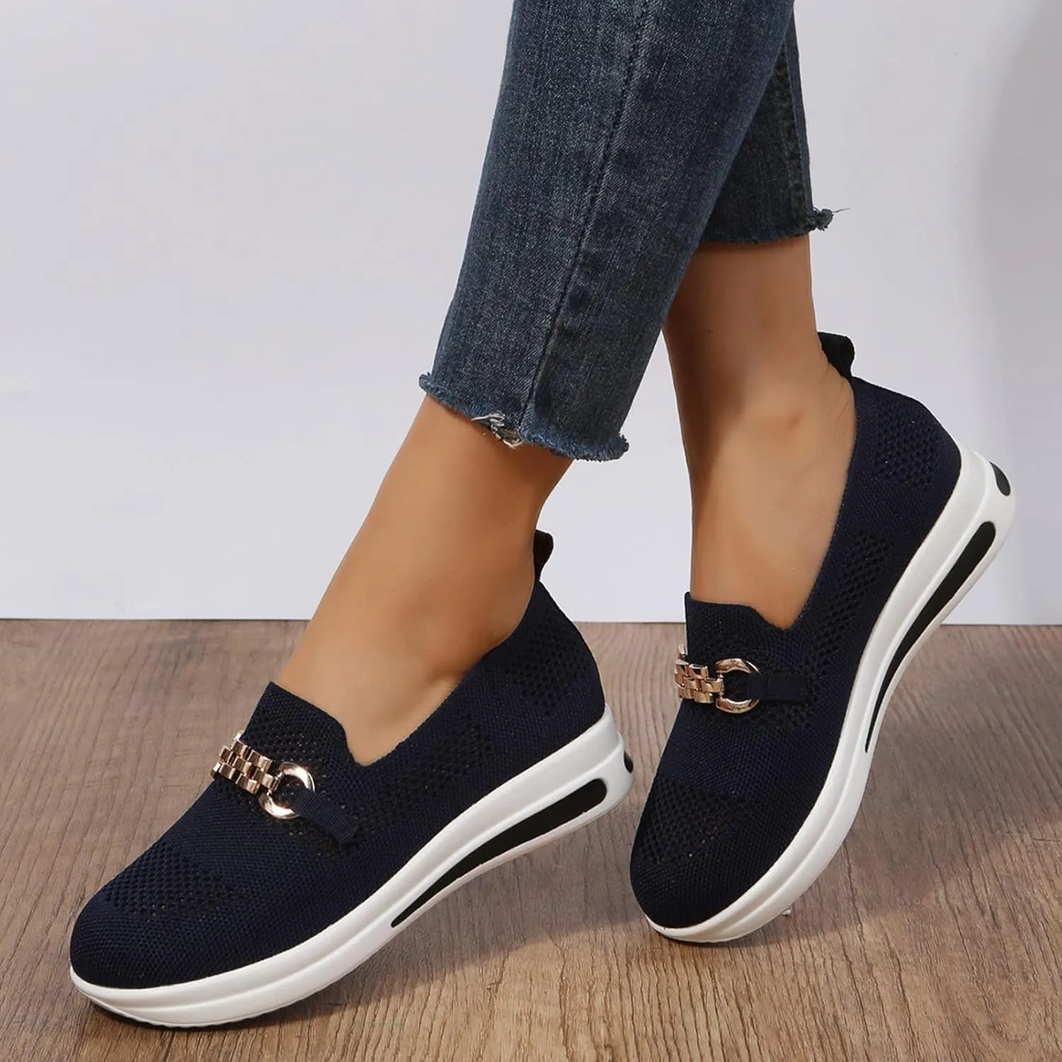 Eduavar Sneakers for Women Trendy, Sneakers for Women Walking Shoes Slip On Shoes Wedge Platform Sneakers Workout Gym Shoes