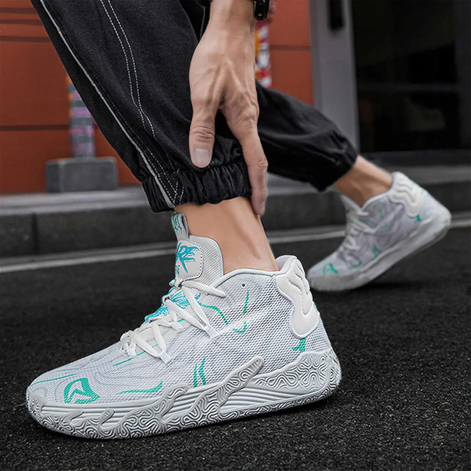 Exusiai Mens High Top Casual Sports Shoes Fashion Breathable Non Slip Basketball Sneaker Athletic