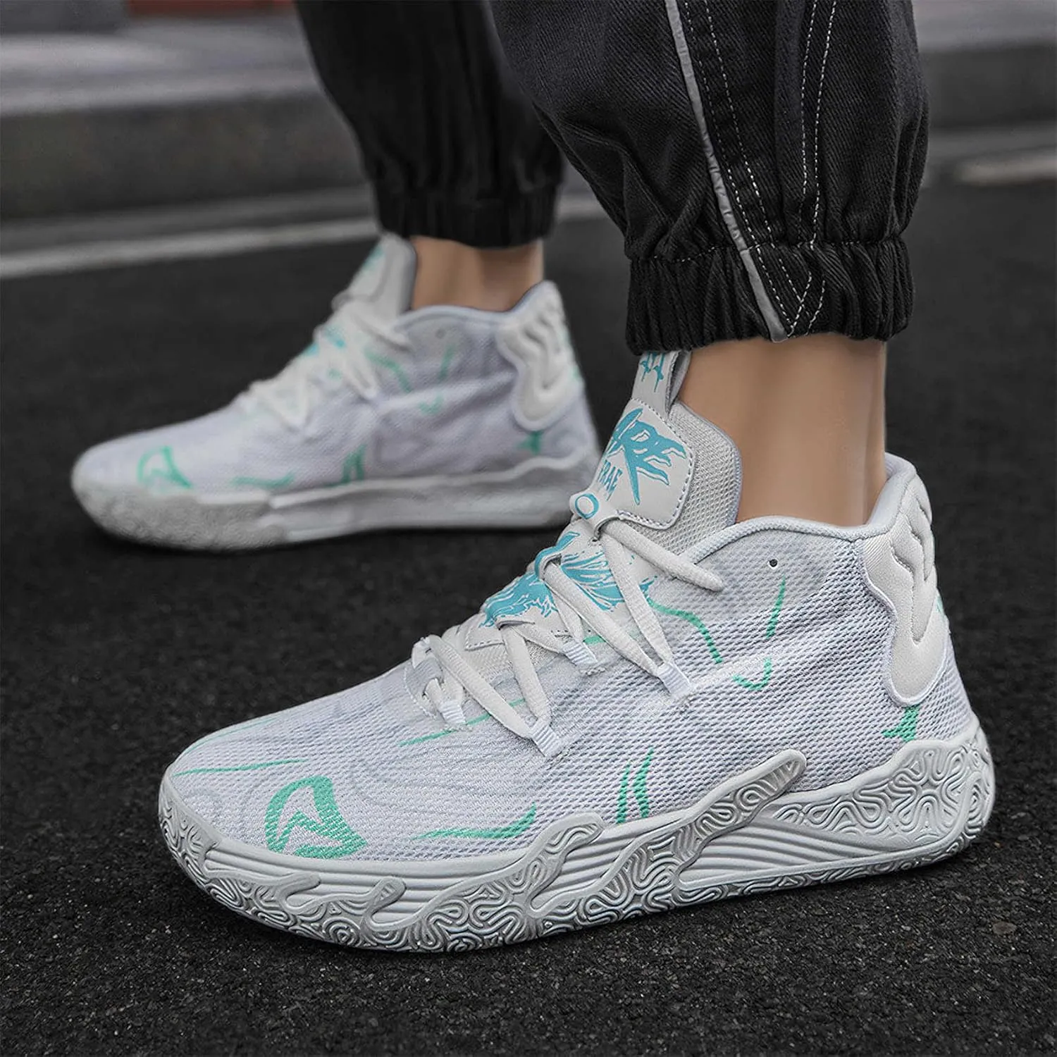 Exusiai Mens High Top Casual Sports Shoes Fashion Breathable Non Slip Basketball Sneaker Athletic