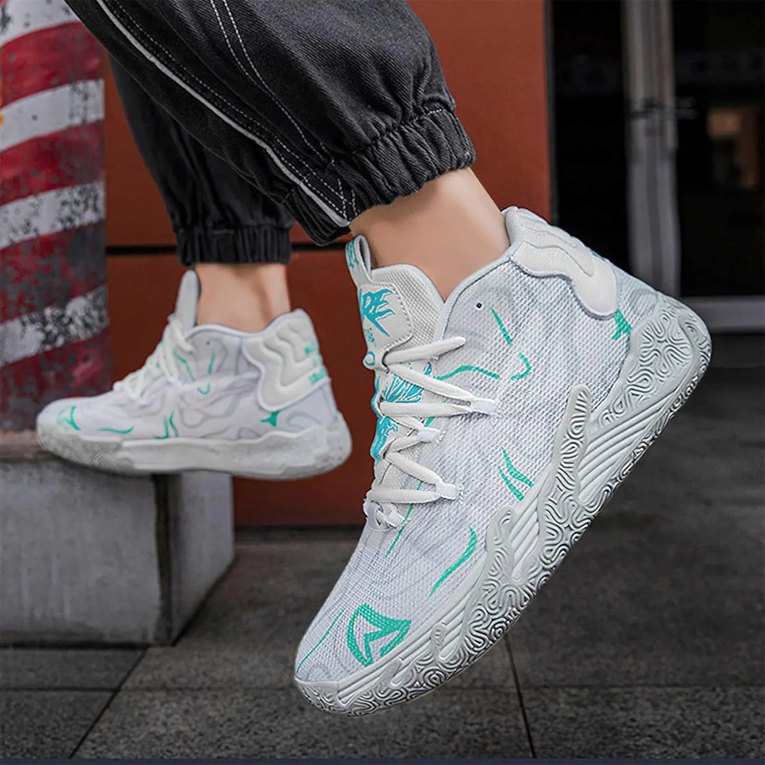 Exusiai Mens High Top Casual Sports Shoes Fashion Breathable Non Slip Basketball Sneaker Athletic