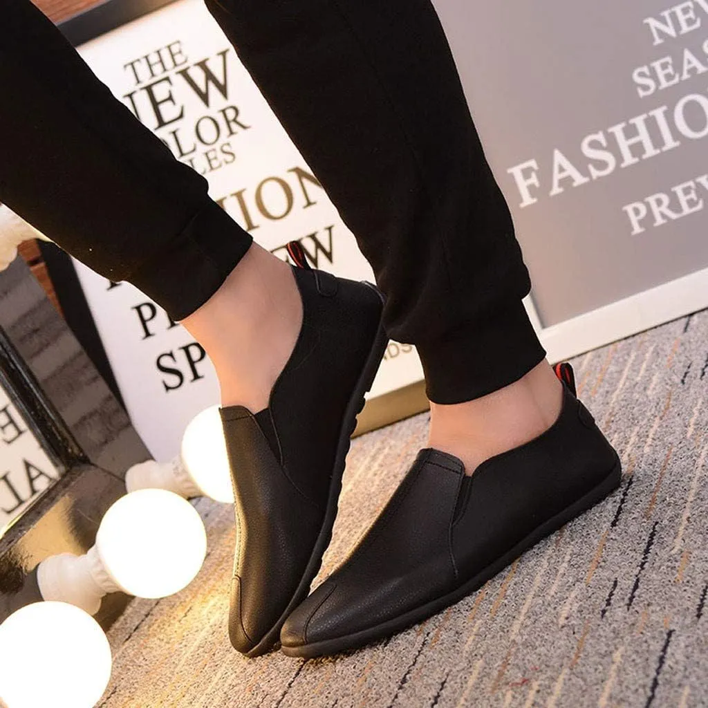 Fashion Men Leather Casual Slip-On Breathable Driving Boat Shoes Dress Men's Running Shoes