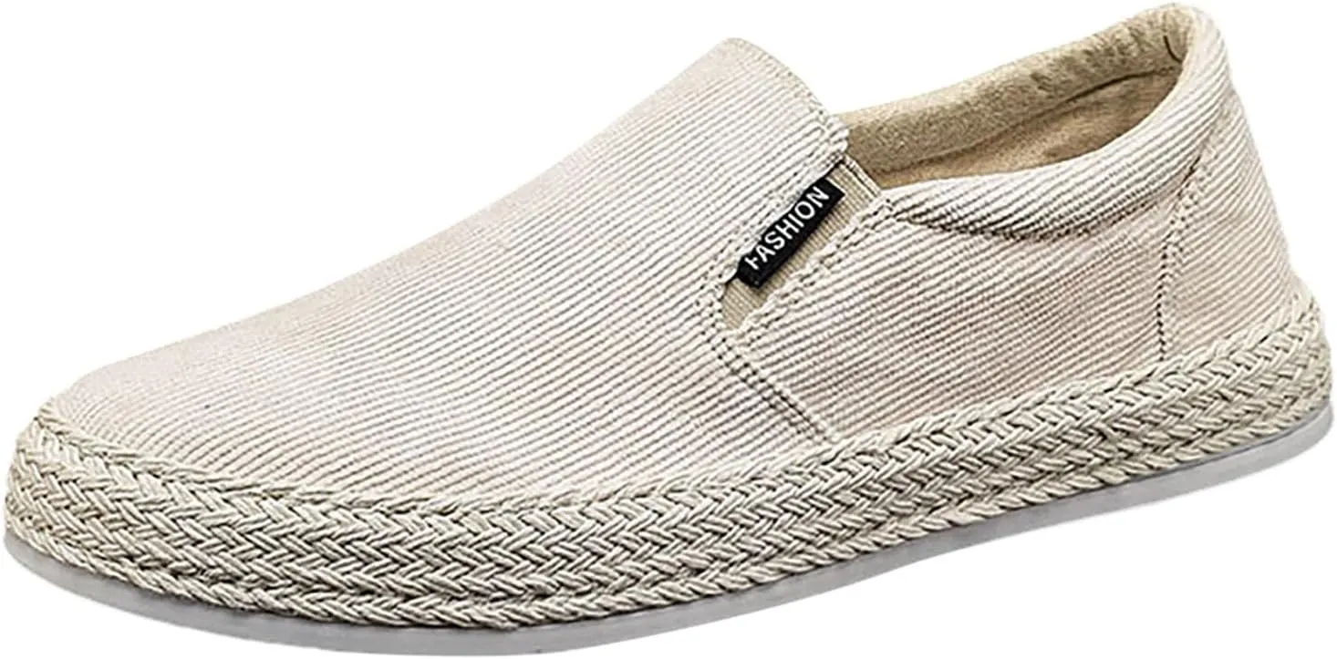 Fashion Sneakers Casual Shoe for Men Canvas Men's Shoes Summer Thin Breathable Casual Flat Shoes No Laces Linen