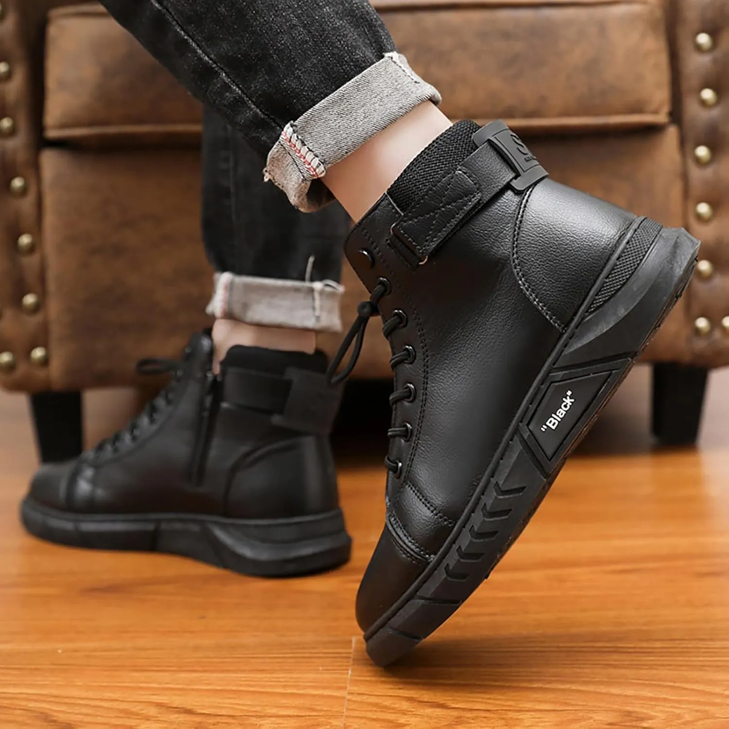 Fashion Sneakers Casual Shoe for Men Custom All Hight Top Synthetic PU Leather Sneakers Casual Shoes Manufacturer for