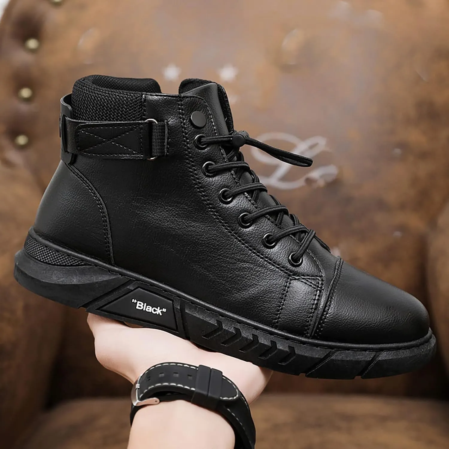 Fashion Sneakers Casual Shoe for Men Custom All Hight Top Synthetic PU Leather Sneakers Casual Shoes Manufacturer for