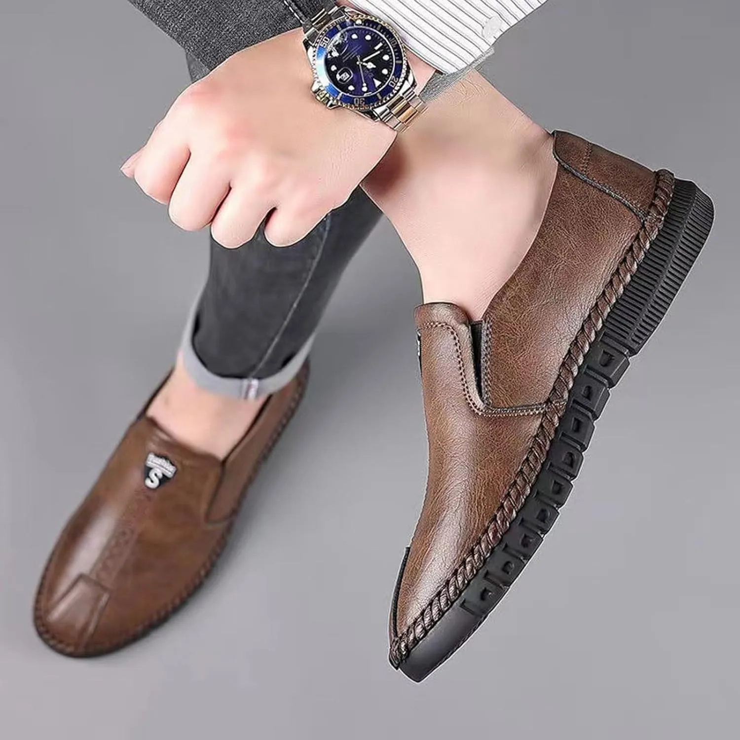 Fashion Sneakers Casual Shoe for Men Men's Fashionable Flat Soled Business Leather Soft Soled Slip On Casual Shoes