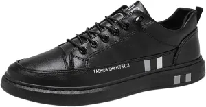 Fashion Sneakers Comfortable Men's Fashion Round Toe Lace Up Leather White Shoes Casual Comfortable Breathable Sneakers