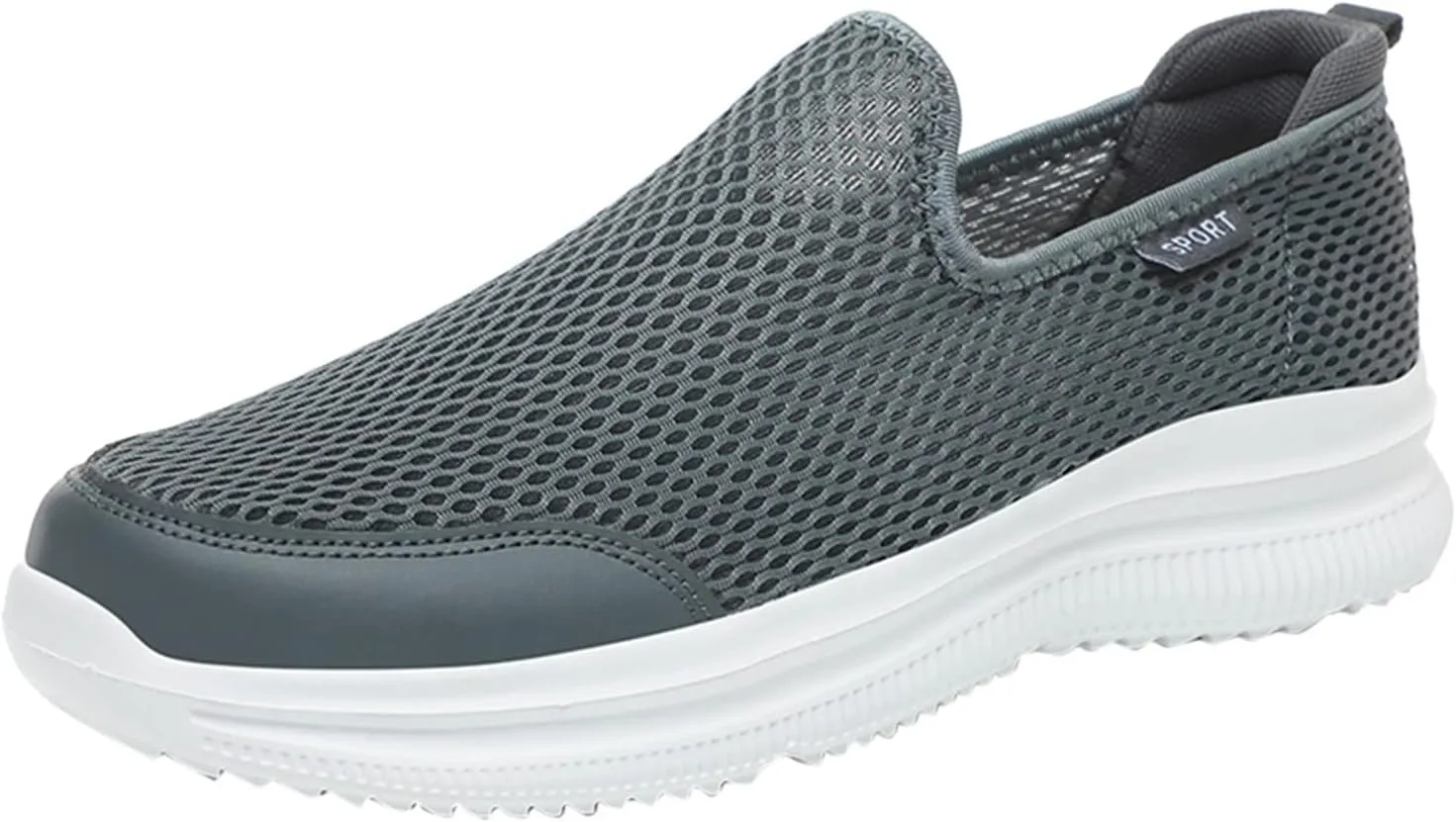 Fashion Summer Men Breathable Mesh Lightweight Comfortable Casual Shoes Tops Mens Sneaker (Grey, 10.5)