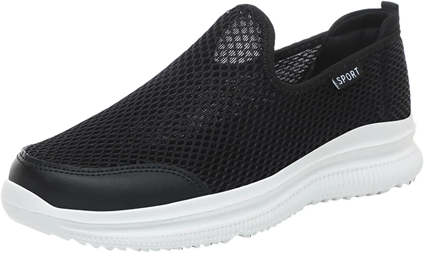 Fashion Summer Men Breathable Mesh Shallow Lace Up Casual Shoes Tops Mens Sneaker (White, 8.5)
