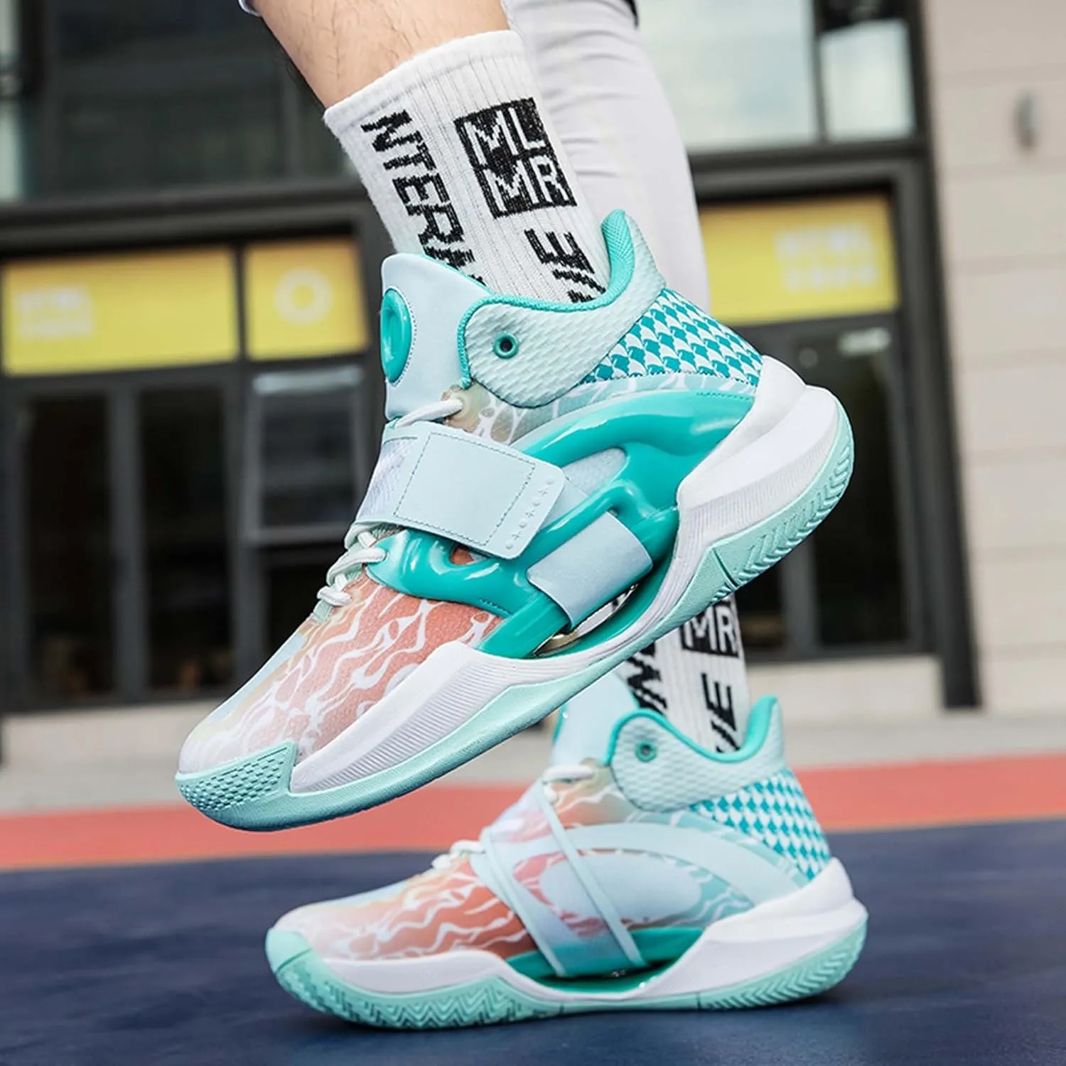 Fluorescent Basketball Shoes Neutral Basketball Shoes Men's Basketball Shoes Outdoor Sports High-top Glowing Basketball Shoes