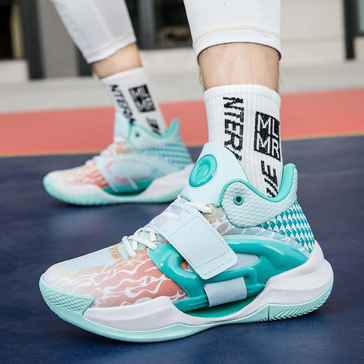 Fluorescent Basketball Shoes Neutral Basketball Shoes Men's Basketball Shoes Outdoor Sports High-top Glowing Basketball Shoes