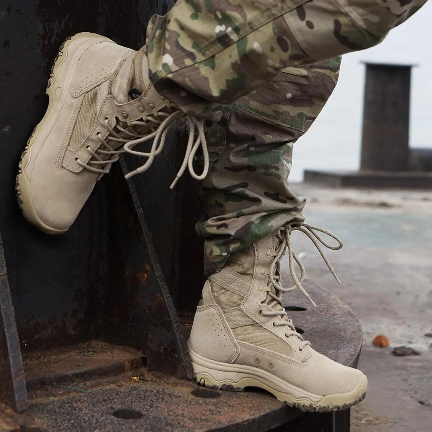 FREE SOLDIER Womens Tactical Boots 8 Inches Lightweight Combat Boot Durable Military Work Outdoors Boots Desert Boot for Women