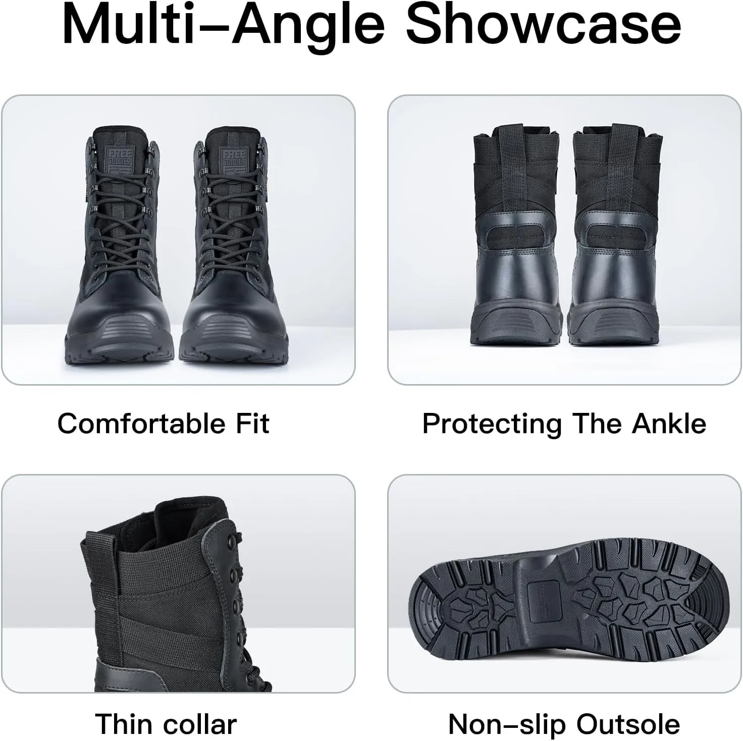 FREE SOLDIER Womens Tactical Boots 8 Inches Lightweight Combat Boot Durable Military Work Outdoors Boots Desert Boot for Women