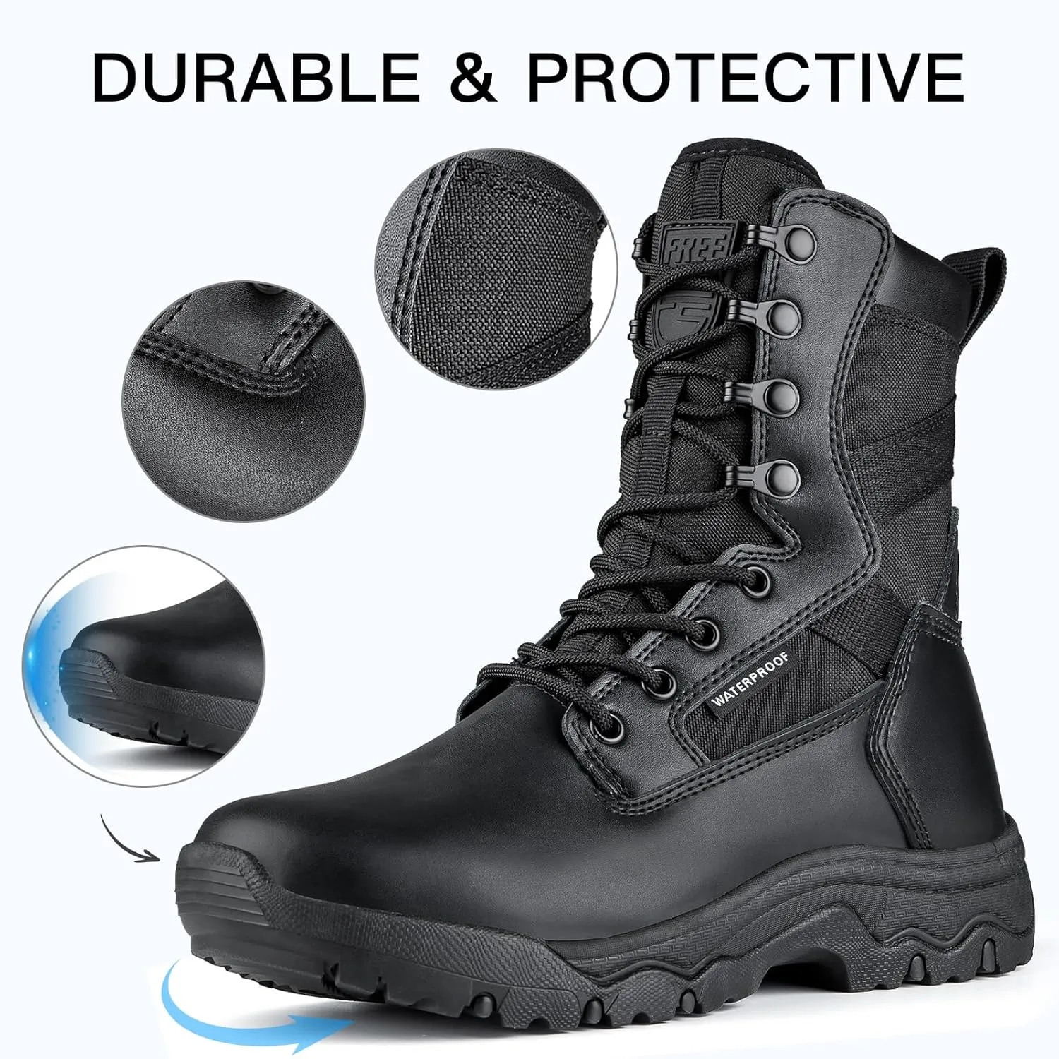 FREE SOLDIER Womens Tactical Boots 8 Inches Lightweight Combat Boot Durable Military Work Outdoors Boots Desert Boot for Women
