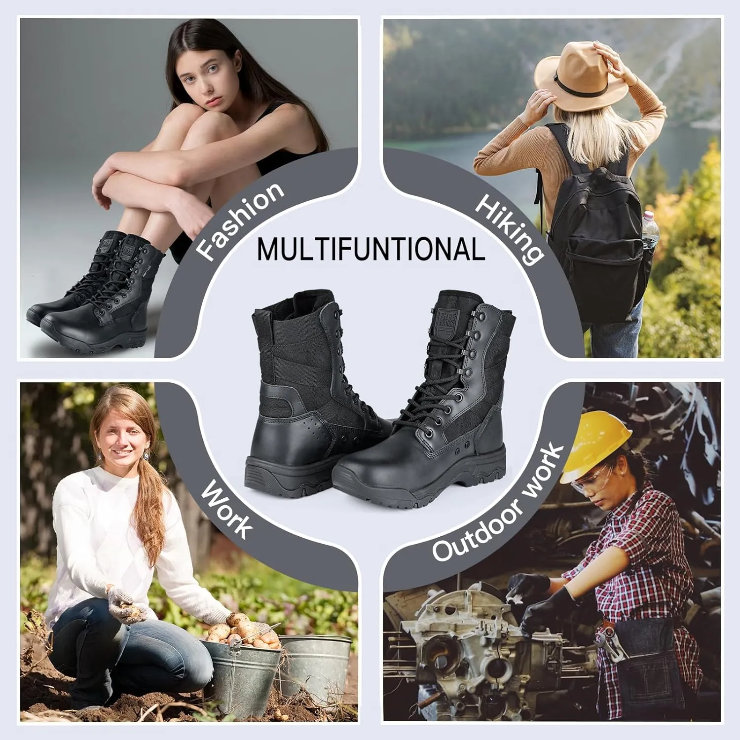 FREE SOLDIER Womens Tactical Boots 8 Inches Lightweight Combat Boot Durable Military Work Outdoors Boots Desert Boot for Women