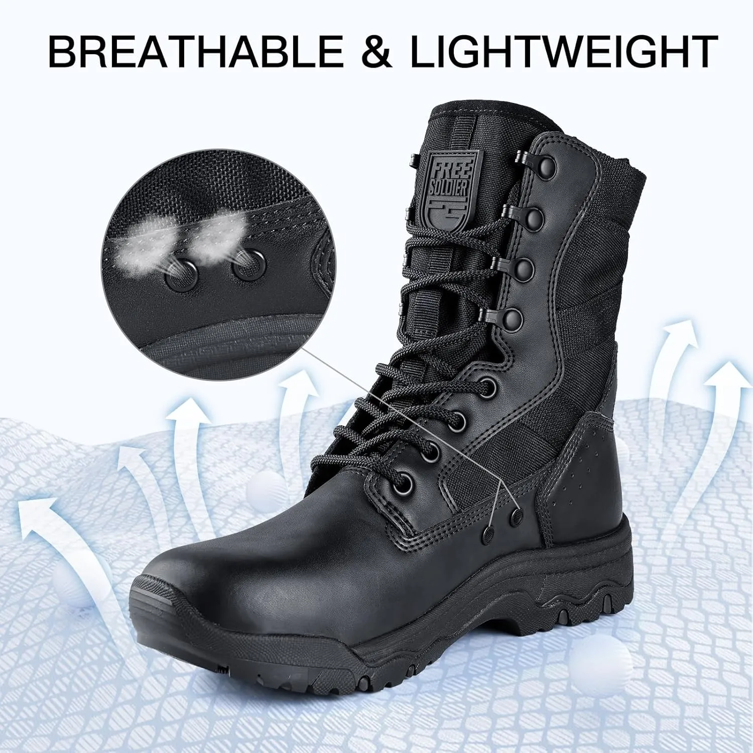 FREE SOLDIER Womens Tactical Boots 8 Inches Lightweight Combat Boot Durable Military Work Outdoors Boots Desert Boot for Women