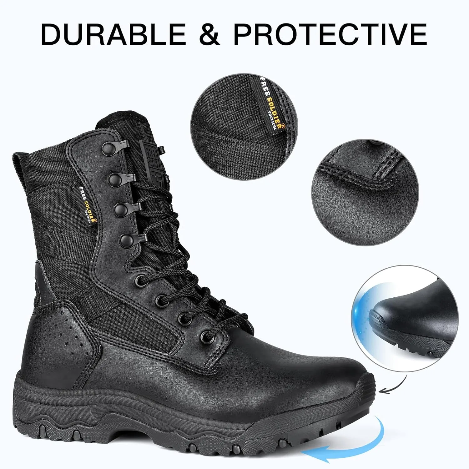 FREE SOLDIER Womens Tactical Boots 8 Inches Lightweight Combat Boot Durable Military Work Outdoors Boots Desert Boot for Women