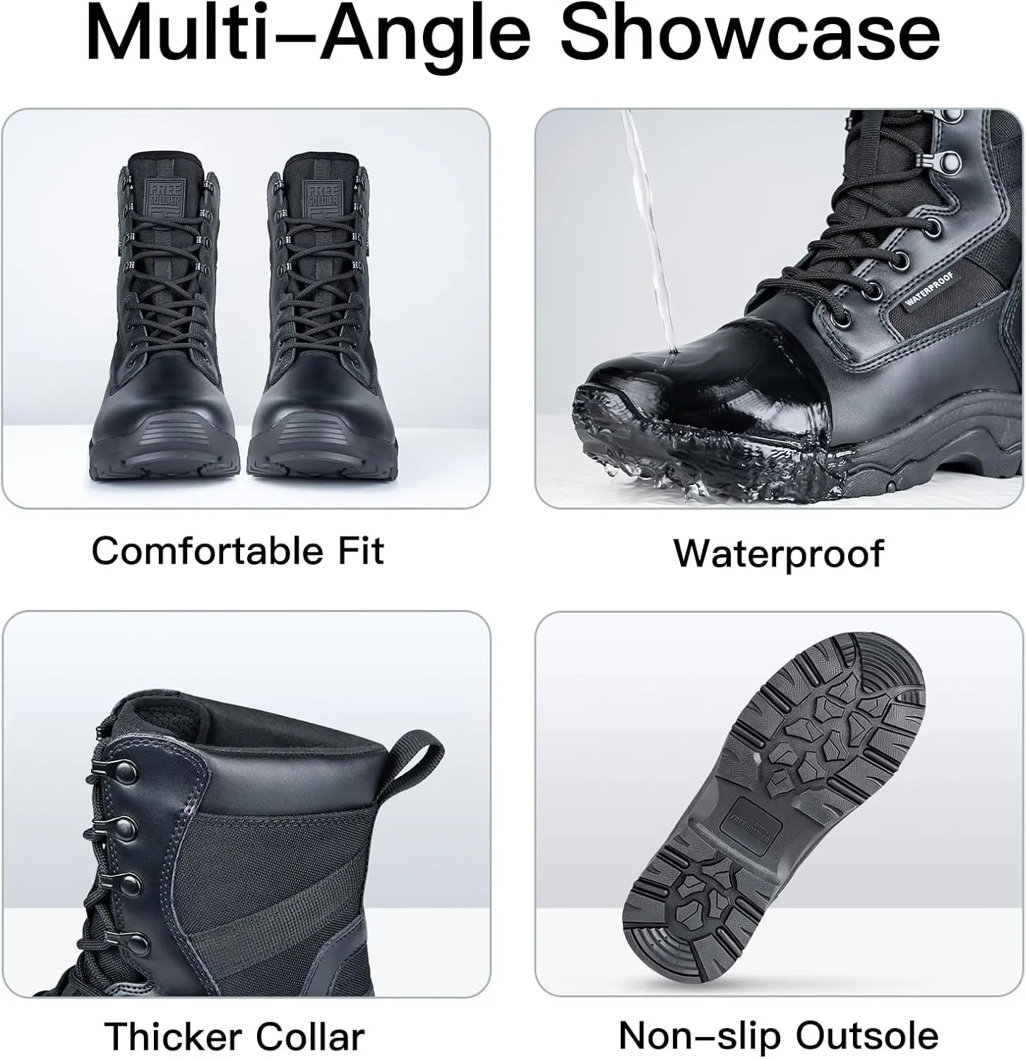 FREE SOLDIER Womens Tactical Boots 8 Inches Lightweight Combat Boot Durable Military Work Outdoors Boots Desert Boot for Women