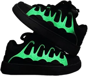 Glow-in-The-Dark Shoes with Reflective Details Y2K Training Skate Sneakers Retro-Inspired Casual Athletic Footwear for Students, Campus, Urban Photography & Nightlife
