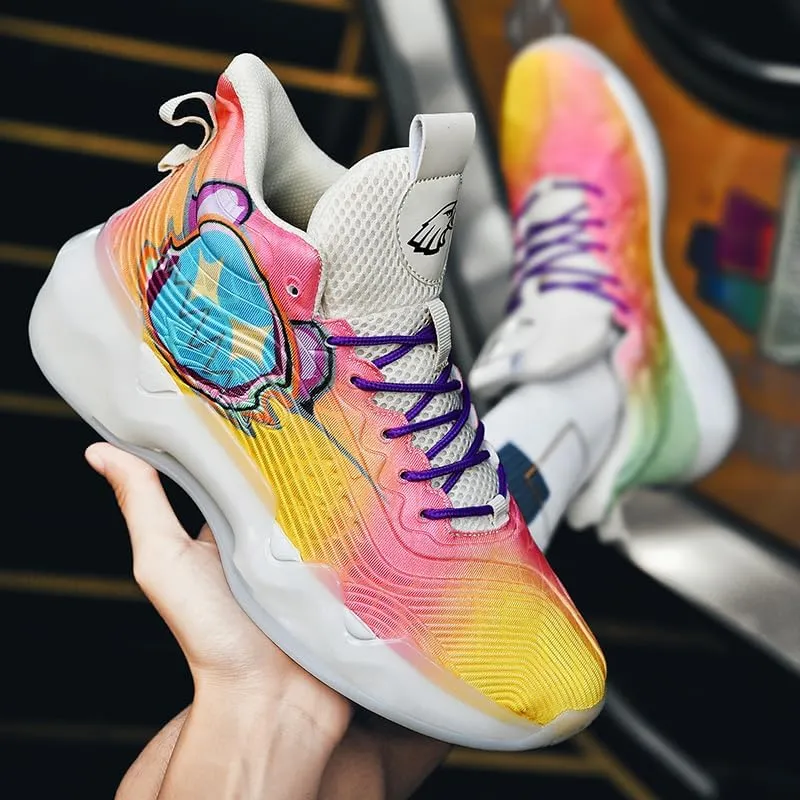 High Top Womens Mens Basketball Shoes Breathable Non Slip Outdoor Graffiti Sports Shoes Fashion Unisex Running Sneakers