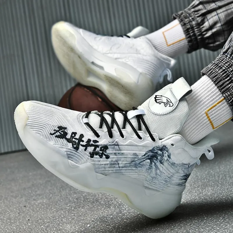 High Top Womens Mens Basketball Shoes Breathable Non Slip Outdoor Graffiti Sports Shoes Fashion Unisex Running Sneakers