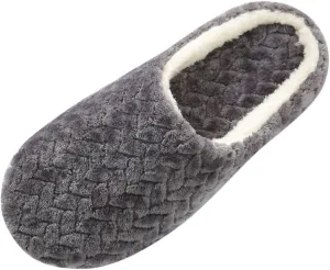 House Slippers for Women Fuzzy,Unisex Memory Foam Wool-Like Plush Fleece Lined Winter Indoor Outdoor Anti-Skid Rubber Sole