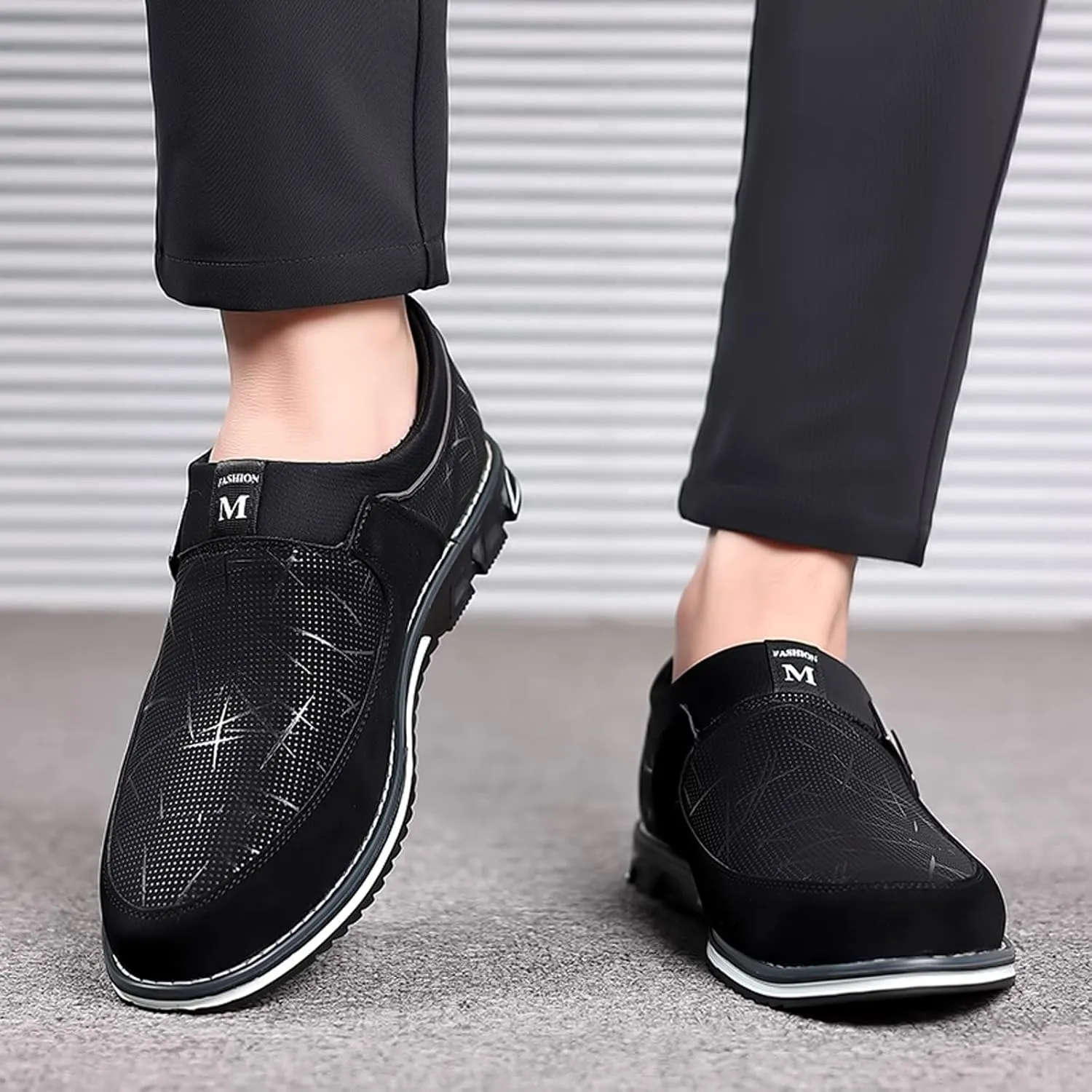 Jogging Walking Sneakers for Men Lightweight Breathable Slip on Running Shoe Men's Lightweight Cushion Sneakers