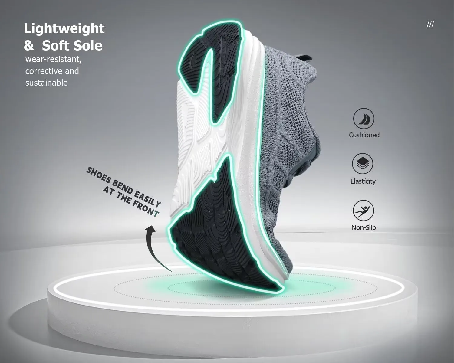 KDN Men's Wide Toe Box Shoes Cushioned Road Running Shoes Non Slip Mens Walking Sneakers for Wide Feet Comfortable Athletic Gym Workout Shoes Wide Width