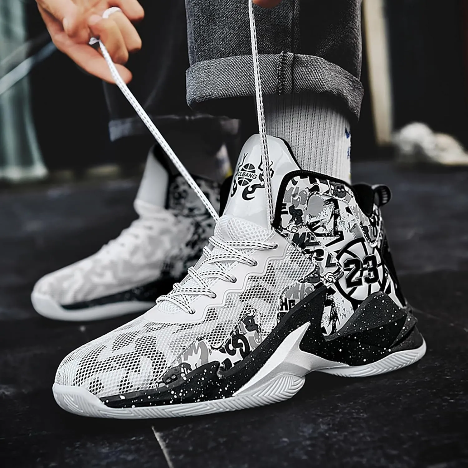 Kids Basketball Shoes High Top Youth Fashion Sneakers Girls Casual Sports Basketball Shoes Breathable Comfortable Boys Sneakers for Big Kids