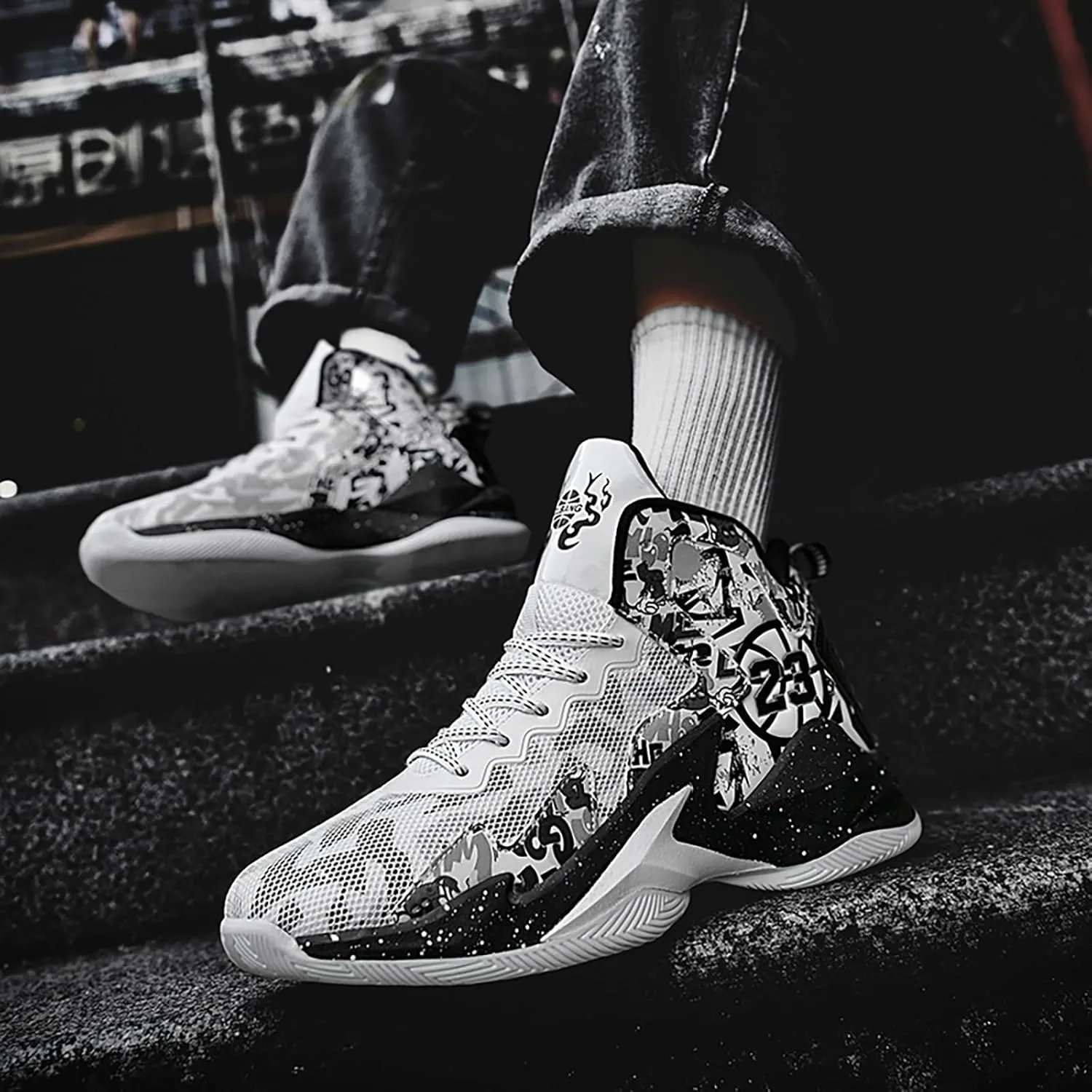 Kids Basketball Shoes High Top Youth Fashion Sneakers Girls Casual Sports Basketball Shoes Breathable Comfortable Boys Sneakers for Big Kids