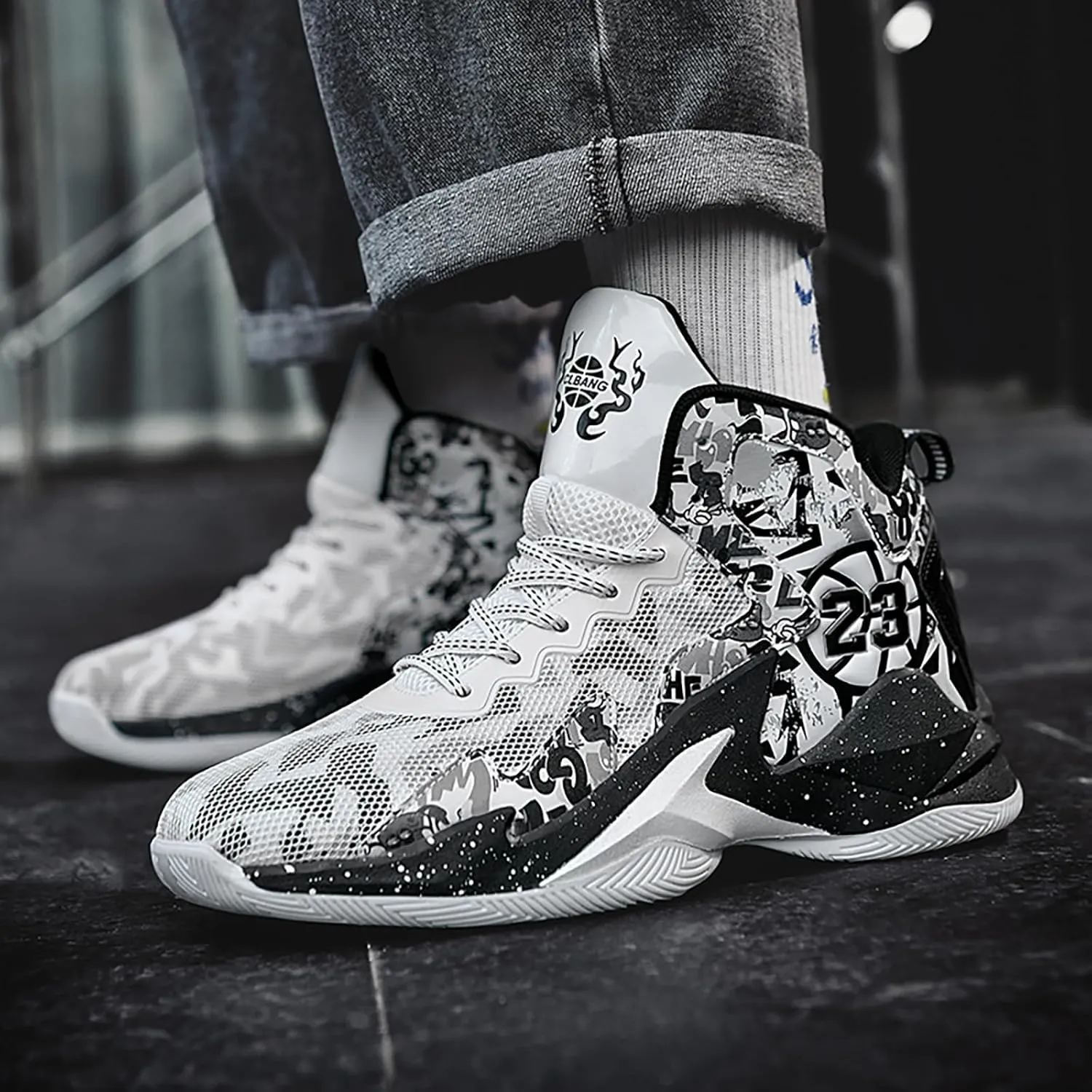 Kids Basketball Shoes High Top Youth Fashion Sneakers Girls Casual Sports Basketball Shoes Breathable Comfortable Boys Sneakers for Big Kids
