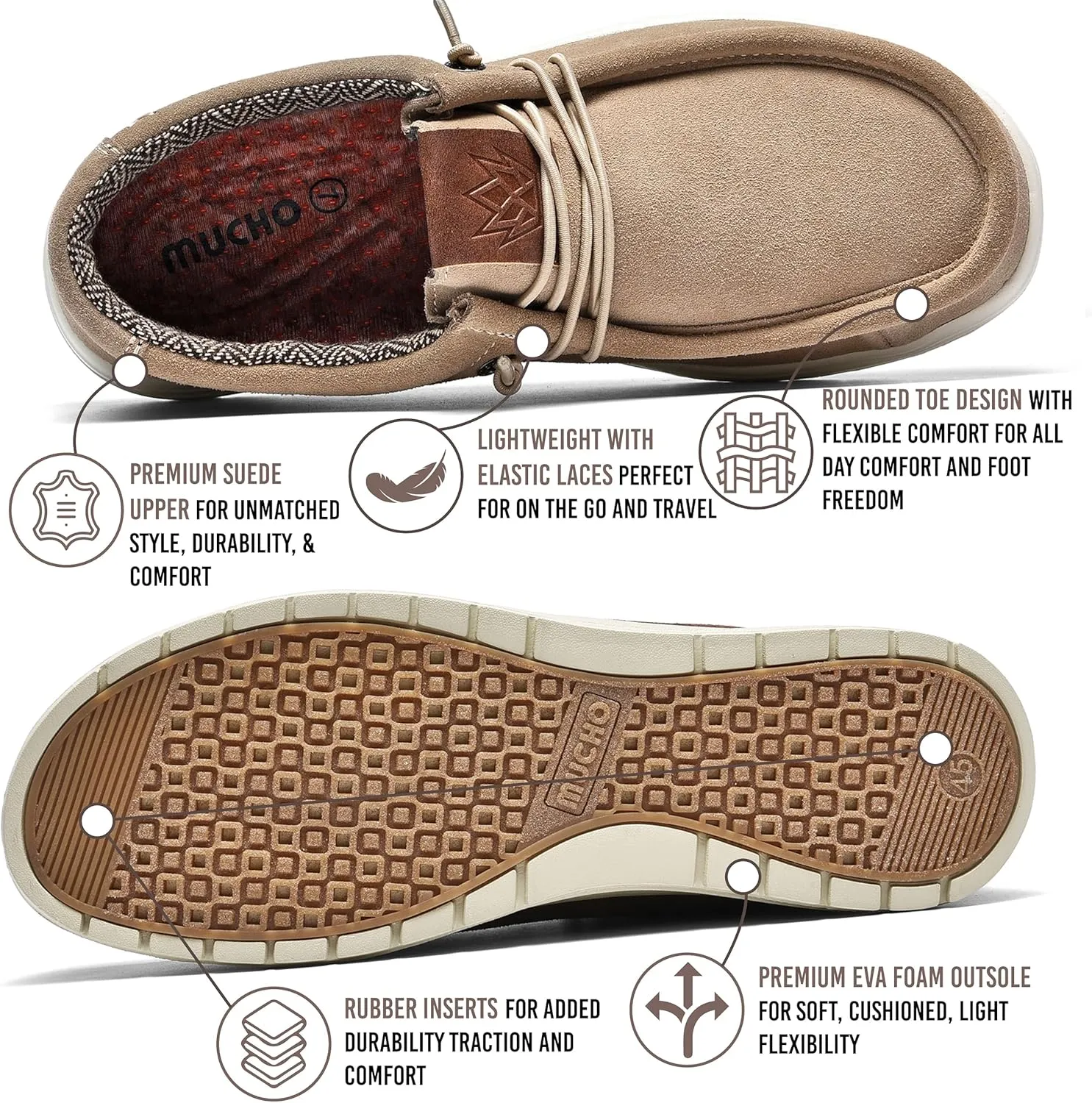 KONA & Chukka Men's Loafers Casual Slip-On Business Casual Shoes- Lightweight and Breathable Slip-On Lace Men's Suede Loafers Sneakers