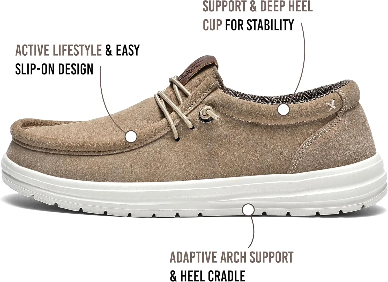 KONA & Chukka Men's Loafers Casual Slip-On Business Casual Shoes- Lightweight and Breathable Slip-On Lace Men's Suede Loafers Sneakers