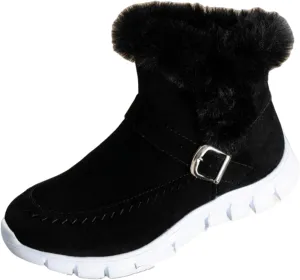 Ladmiple Boots For Women Ankle Booties Winter Slip On Warm Snow Boots Fashion Fur Lined Thickening Comfortable Loafers Shoes