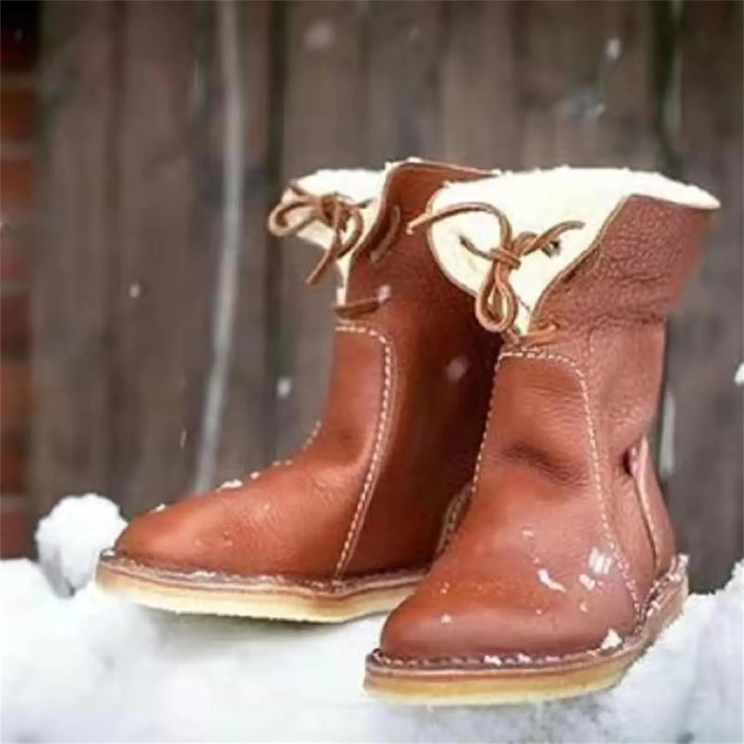Ladmiple Snow Boots For Women Cute High Top Warm Ankle Booties Comfortable Slip On Outdoor Fur Lined Walking Winter Shoes