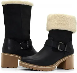 Ladmiple Snow Boots For Women Cute High Top Warm Fur Lined Winter Ankle Booties Outdoor Slip On Fashion Mid Calf Walking Shoe