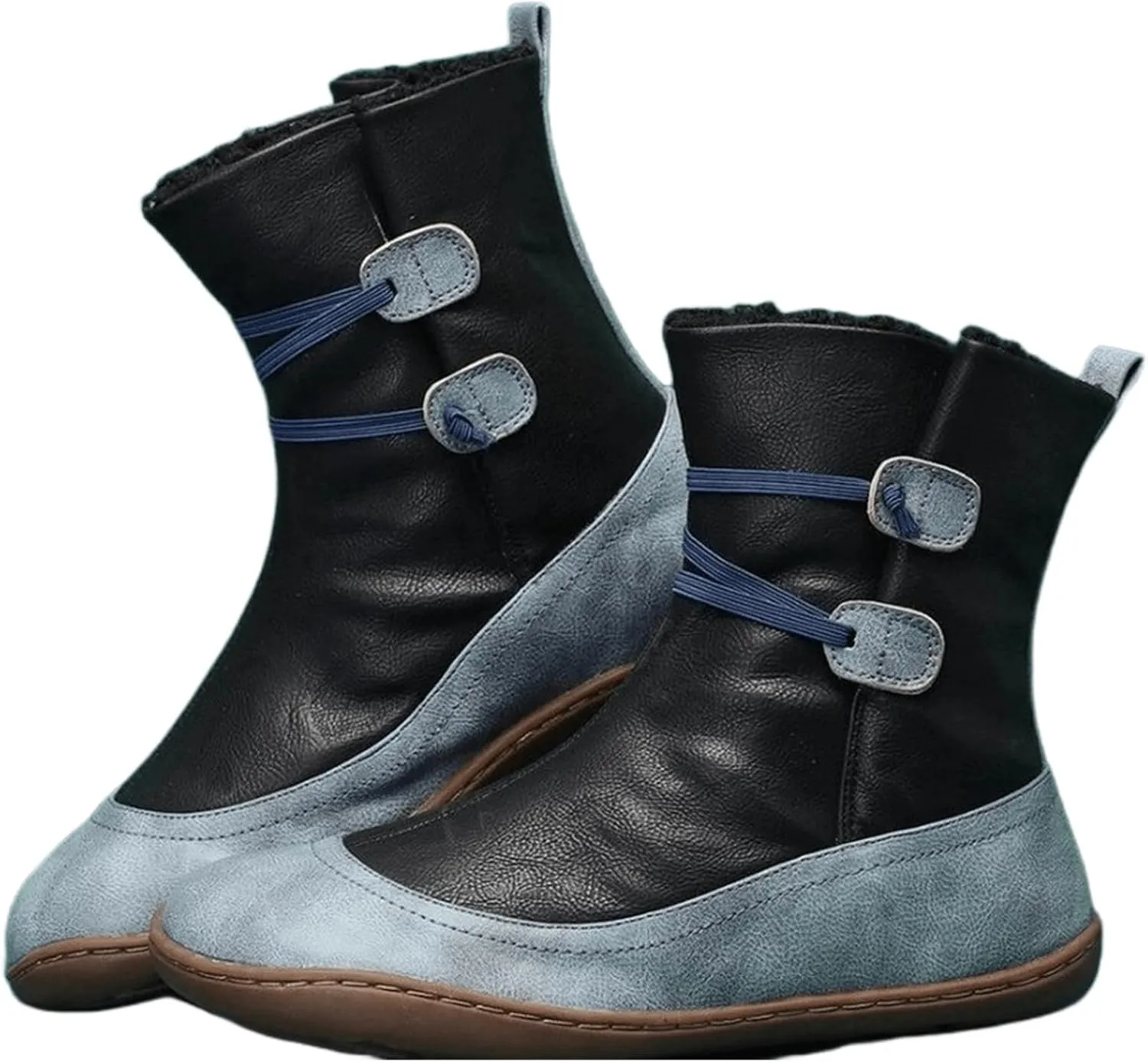 Ladmiple Snow Boots For Women Cute High Top Winter Shoes with Fur Lined Warm Slip On Ankle Booties Mid Calf Walking Shoes