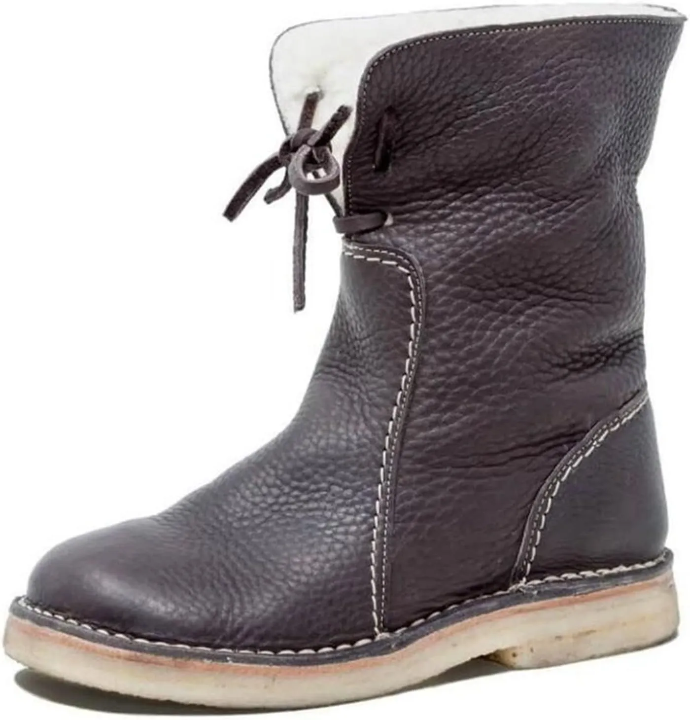 Ladmiple Snow Boots For Women Cute Tall Mid Calf Winter Boots Slip on Fur Lined Cold Weather Warm Ankle Booties Walking Shoes
