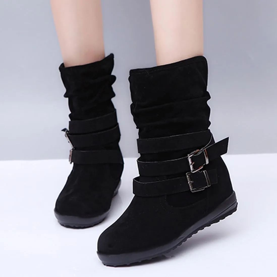 Ladmiple Snow Boots For Women Wide Width Winter Boots Slip on Fur Lined Lightweight Cold Weather Warm Ankle Booties Shoes