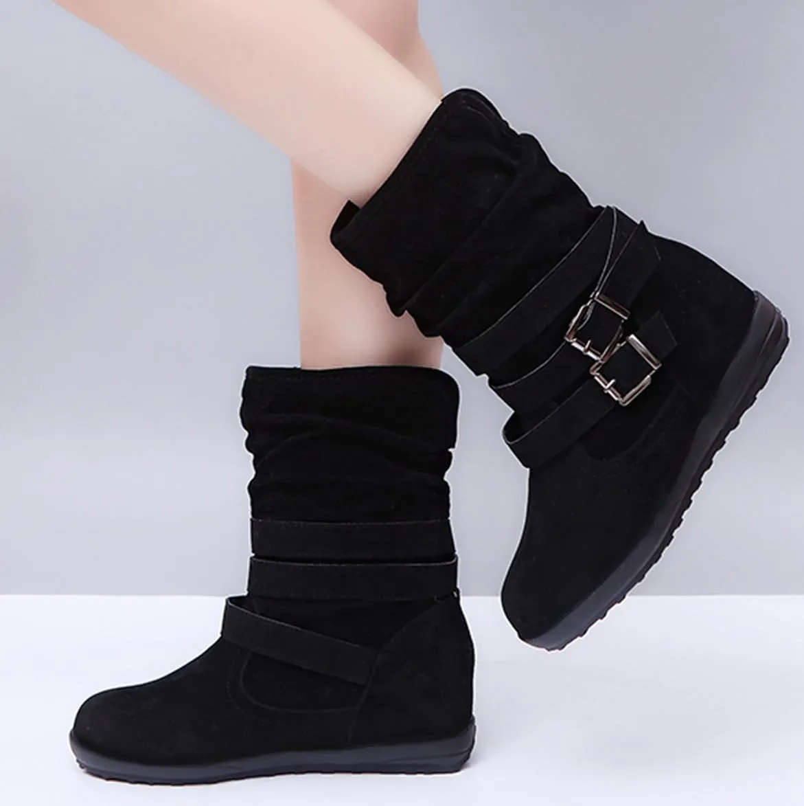Ladmiple Snow Boots For Women Wide Width Winter Boots Slip on Fur Lined Lightweight Cold Weather Warm Ankle Booties Shoes